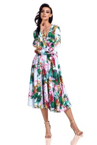 Długa wzorzysta sukienka biała Lemoniade