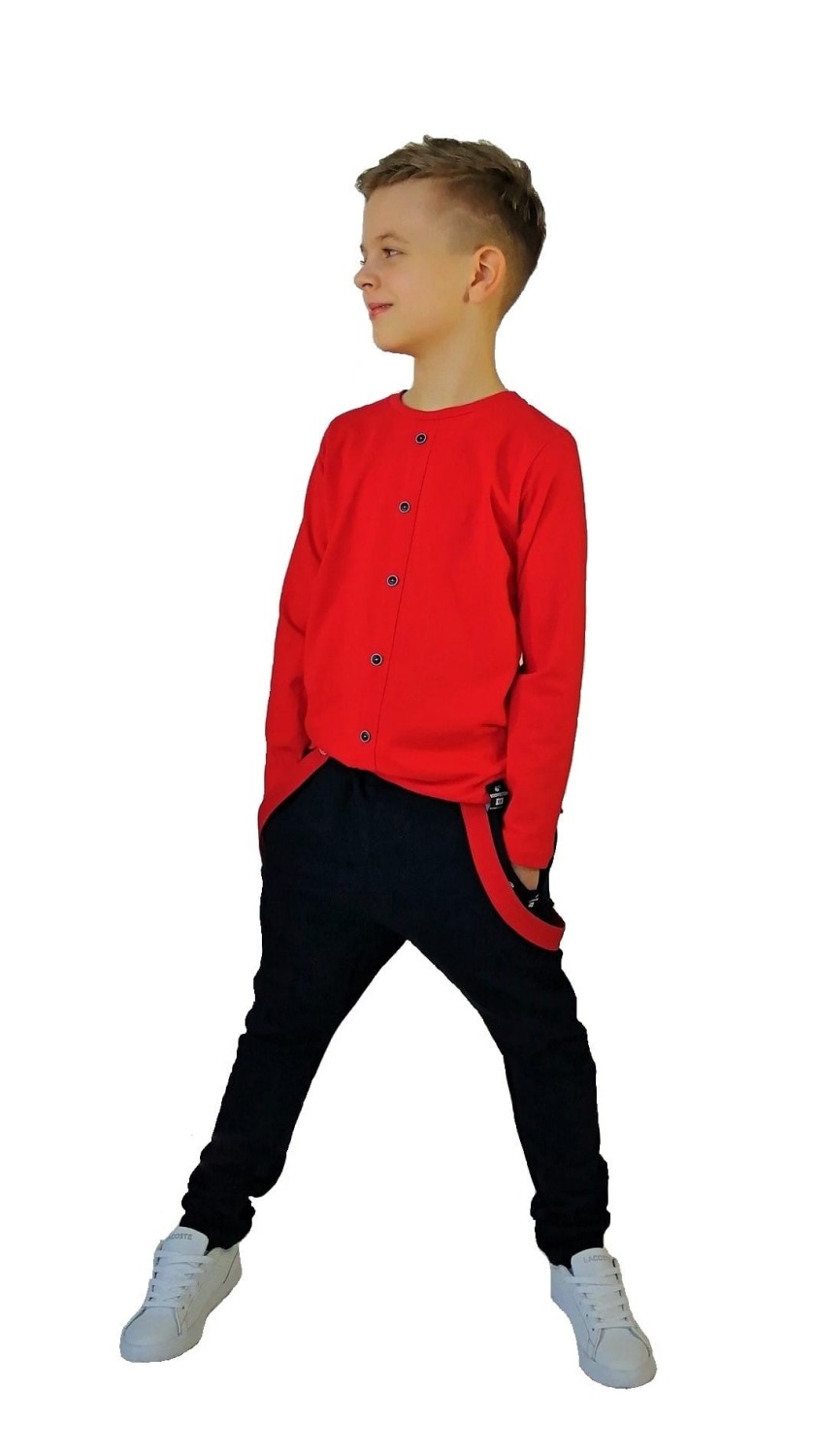 czerwona bluzka z guzikami basic