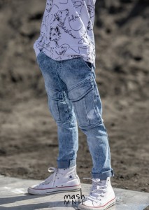 Spodnie jeansowe z kieszeniami niebieskie Mash MNIE 