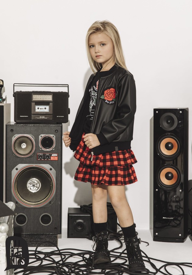 czarna bluza bomberka imitacja skóry róża all for kids