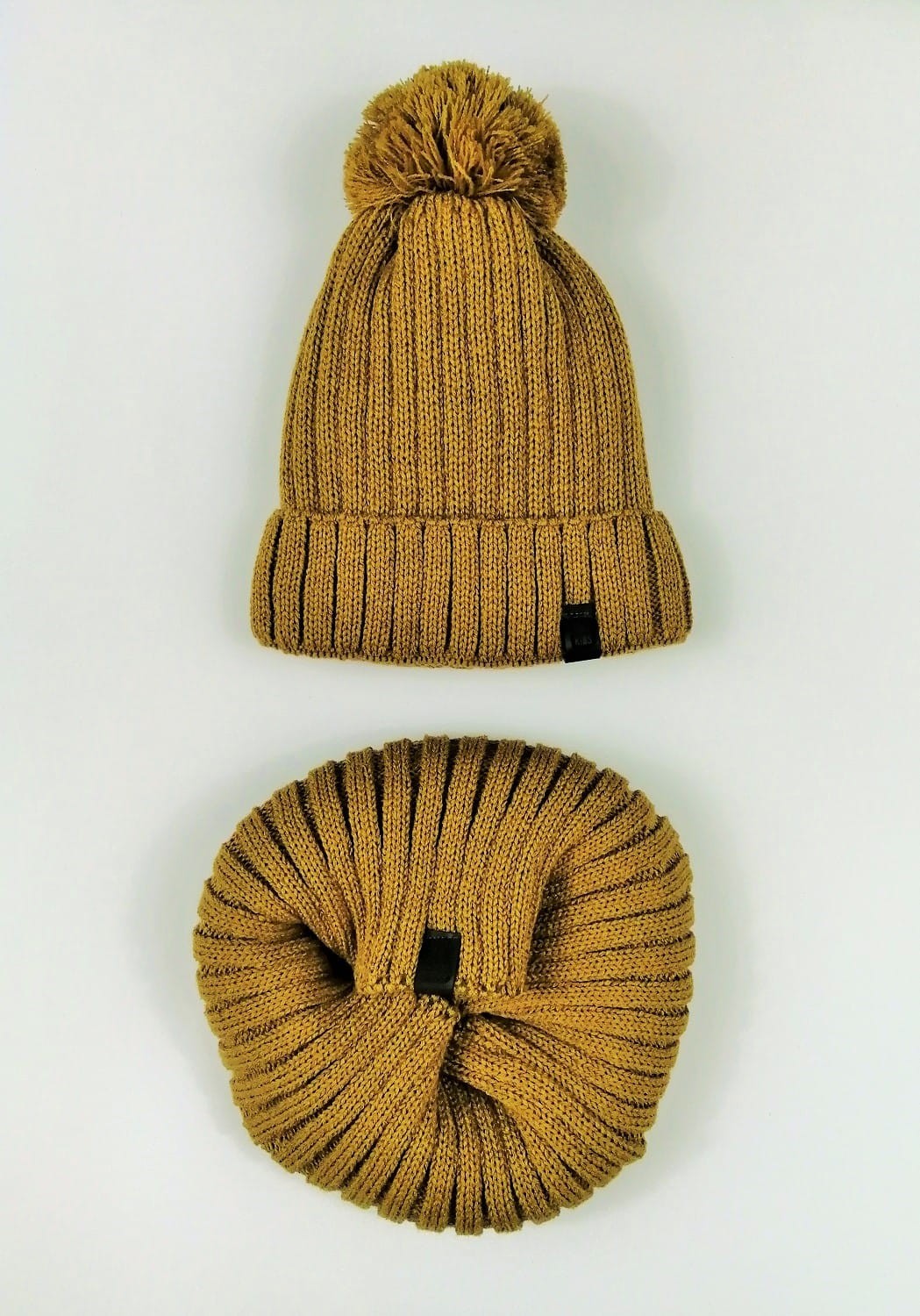 rudy komplet zimowy czapka z pomponem i komin camel all for kids
