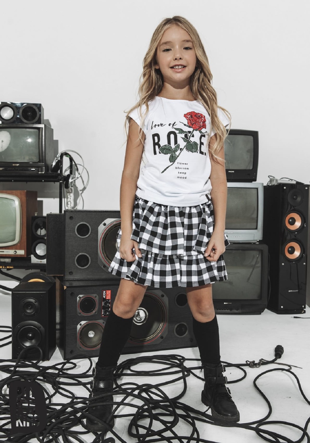 bluzka t-shirt z różą biały all for kids