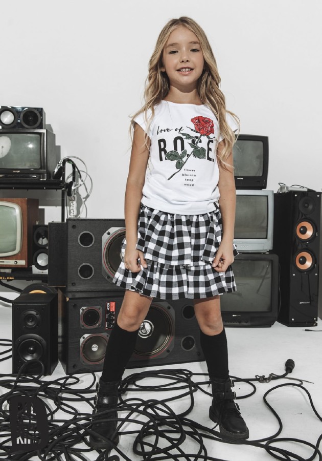 bluzka t-shirt z różą biały all for kids
