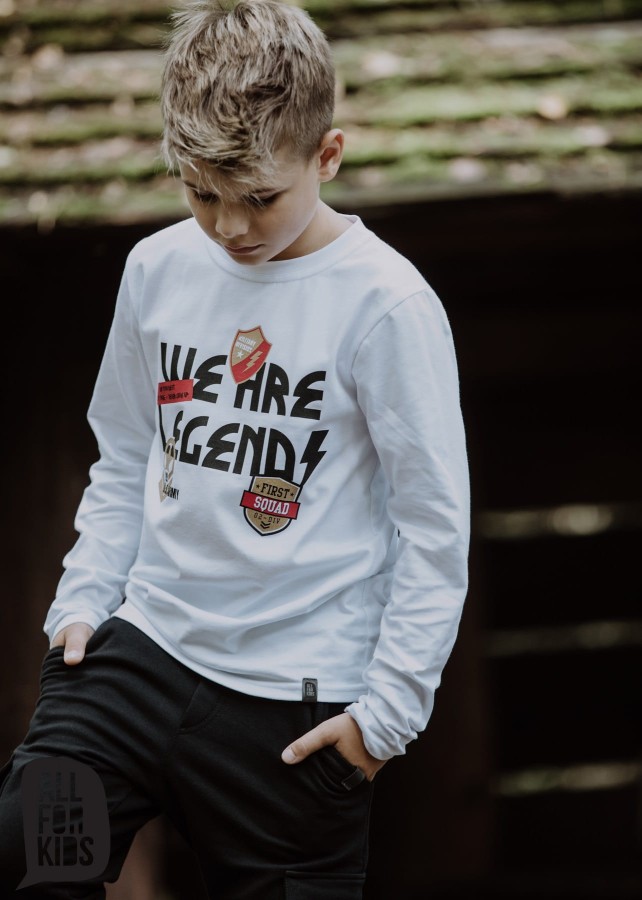 biała bluzka t-shirt z nadrukiem militarna all for kids