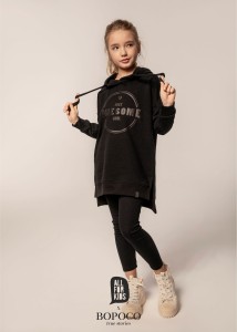 Długa bluza z kapturem czarna All For Kids