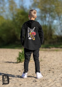 Rozpinana bluza z kapturem czarna SKATE All For Kids  