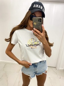 Biały t-shirt shell TMC Moda   