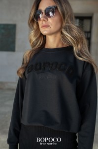Bluza dresowa z haftem czarna Bopoco 