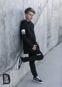 All For Kids czarne spodnie z taśmą never stop  