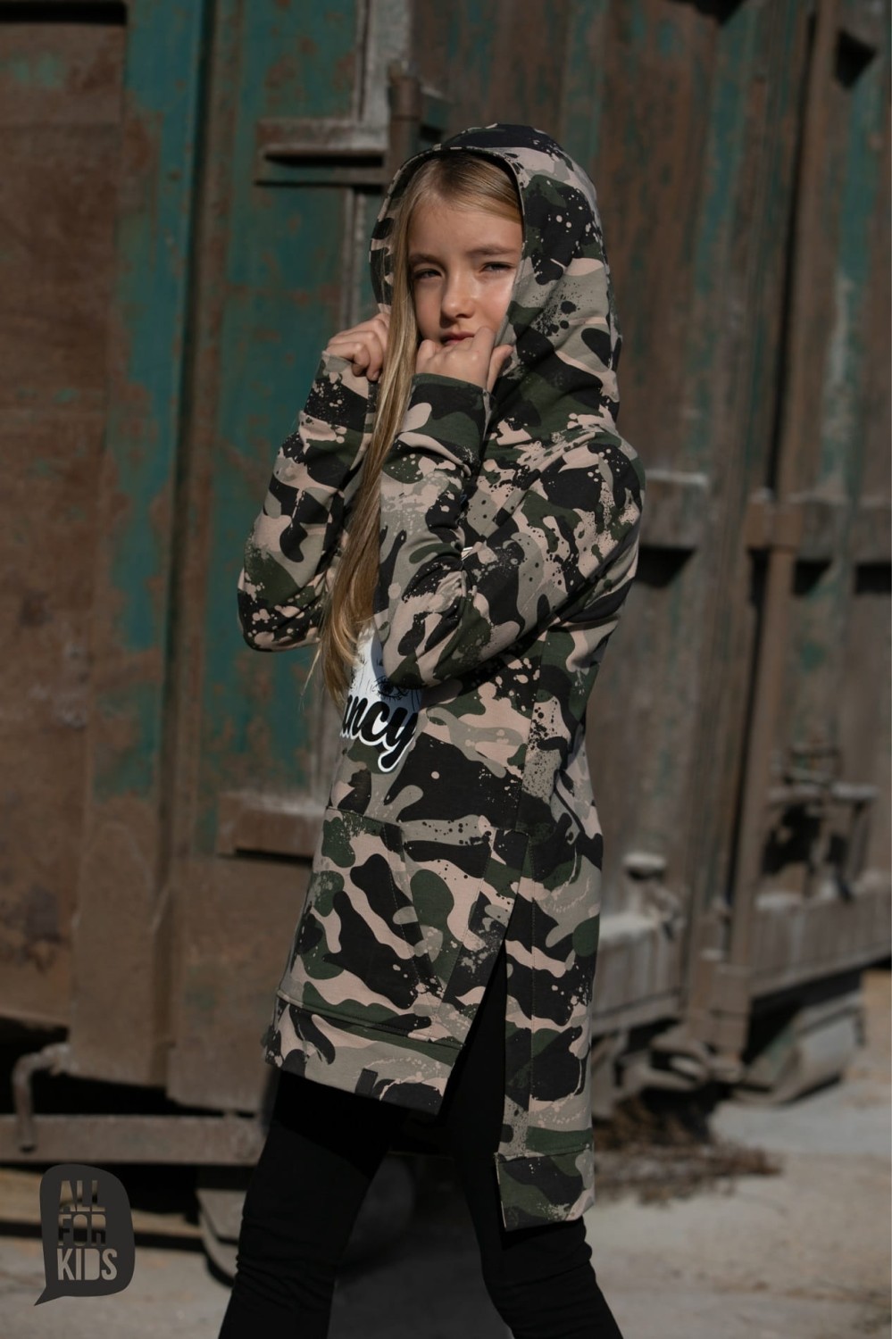 długa bluza tunika z kapturem moro all for kids