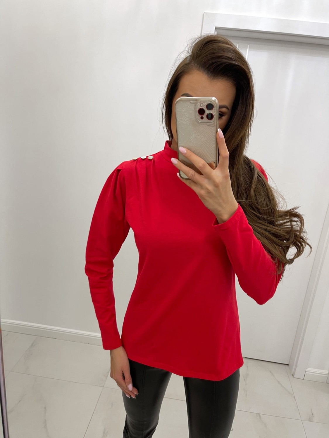 czerwona bluzka półgolf tmc moda