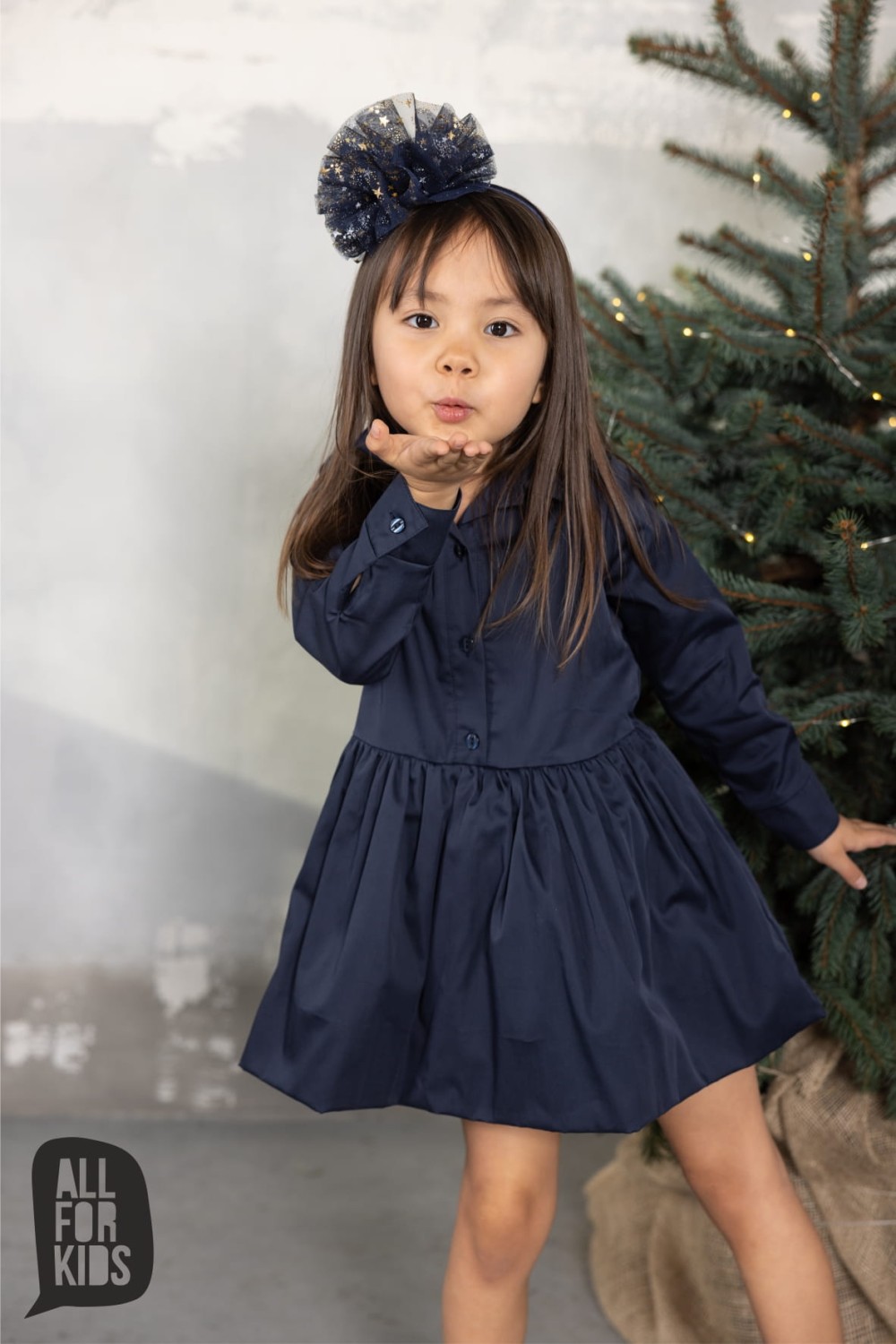 granatowa sukienka szmizjerka all for kids