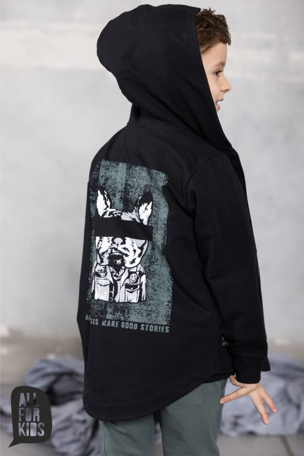 all for kids rozpinana bluza z kapturem pies czarna