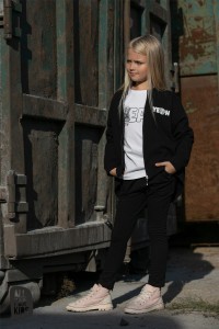 Czarne spodnie z zakładkami bawełniane All For Kids