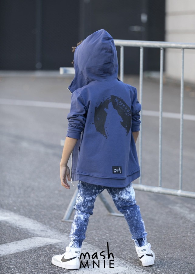 rozpinana bluza z wilkiem niebieska mash mnie