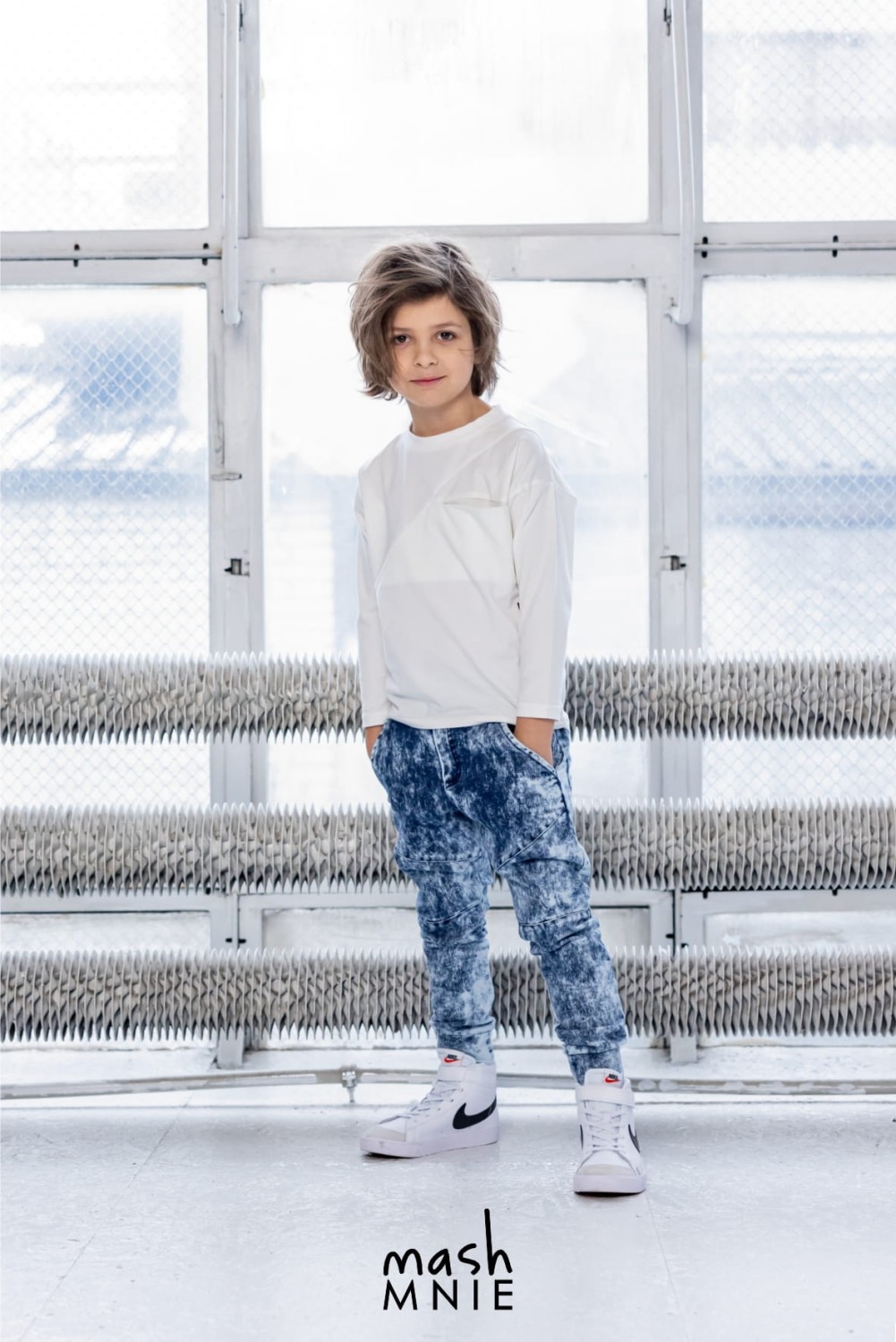 mash mnie wolf soul bluzka longsleeve z kieszonką kremowy