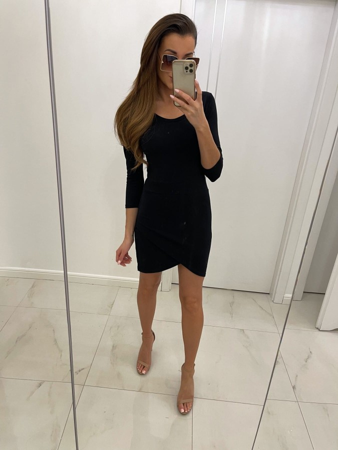 dopasowana sukienka mini czarna tmc moda