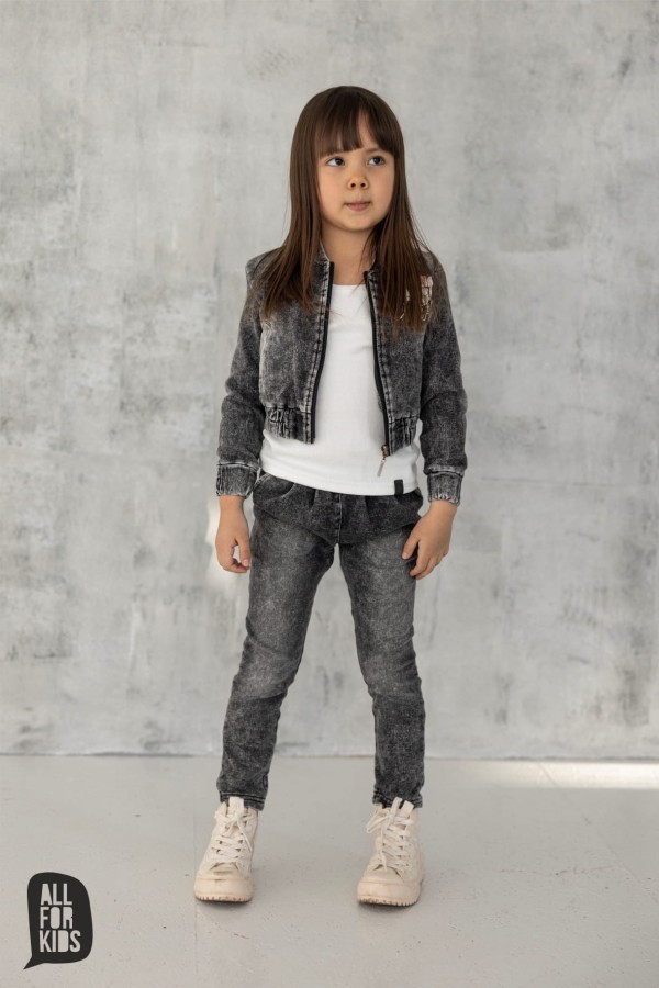bomberka jeansowa kurtka bluza grafitowa all for kids