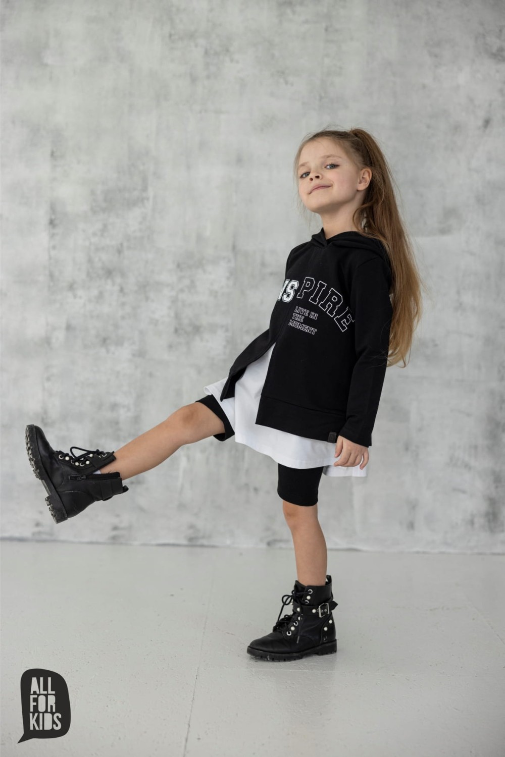 komplet bluza i bluzka czarna białą all for kids