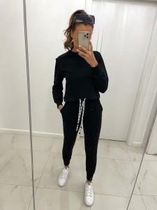 Czarny dres komplet spodnie bluza Tmc Moda   