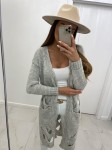 Kardigan z dziurami jasny szary TMC Moda  