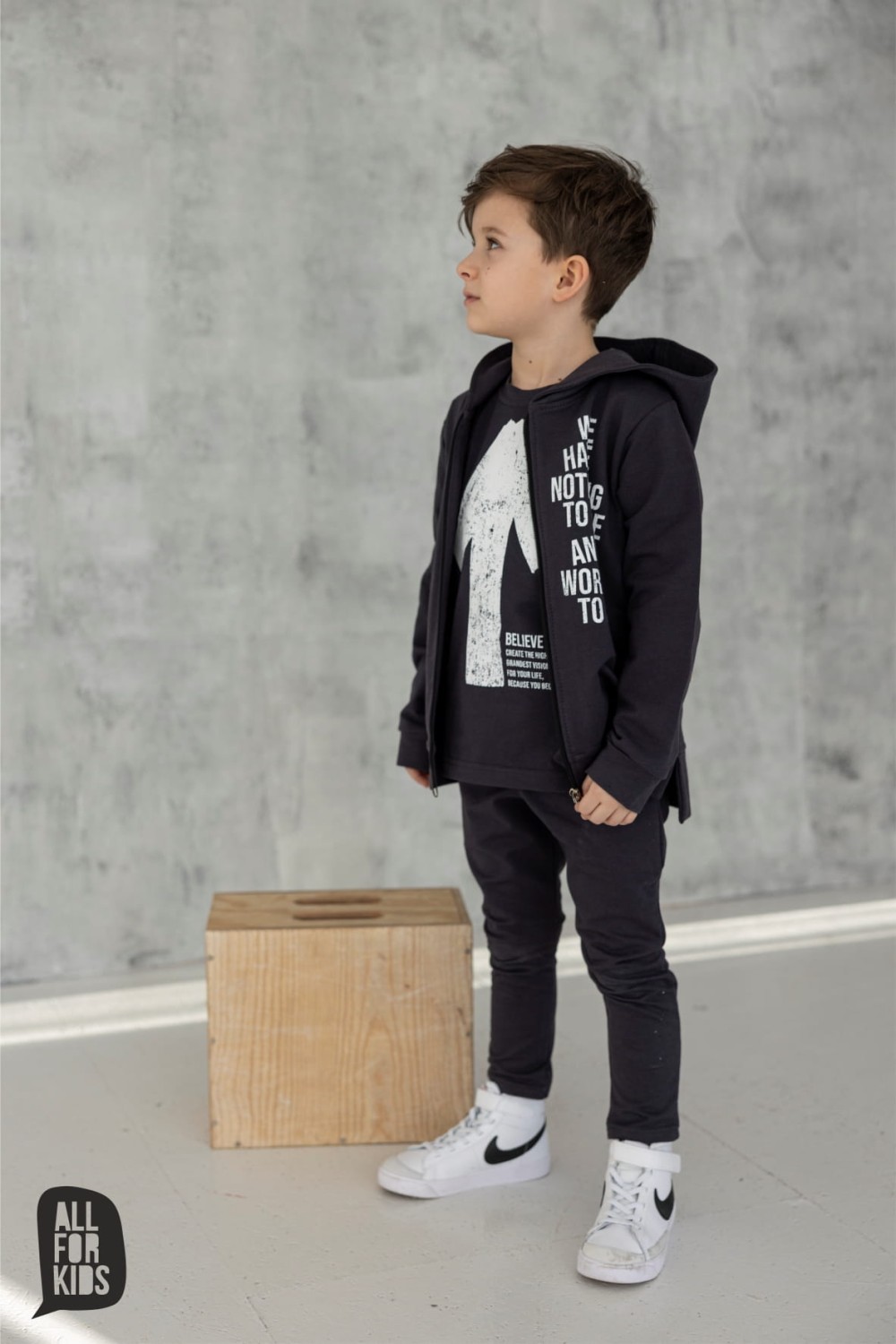 grafitowe spodnie basic all for kids