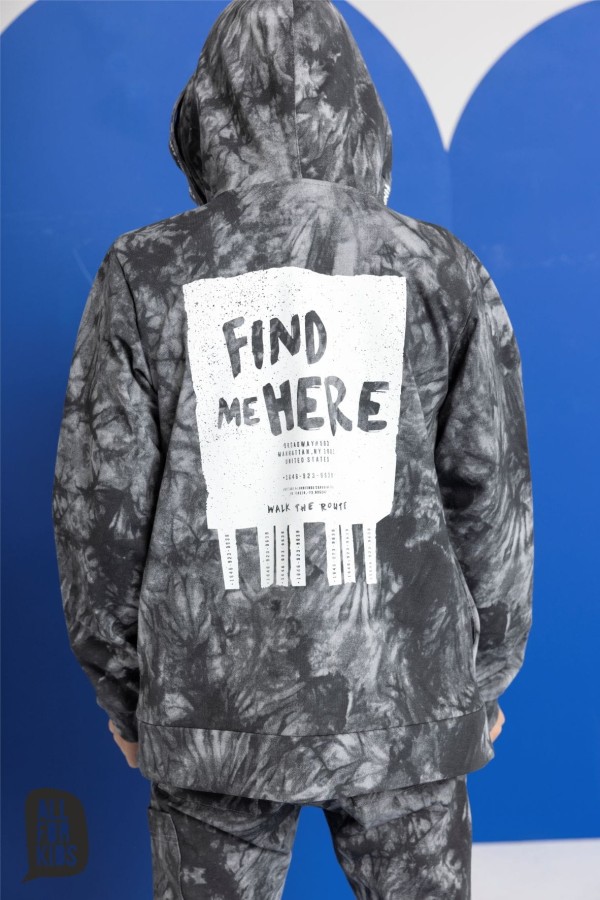 rozpinana bluza z kapturem batikowa szara all for kids