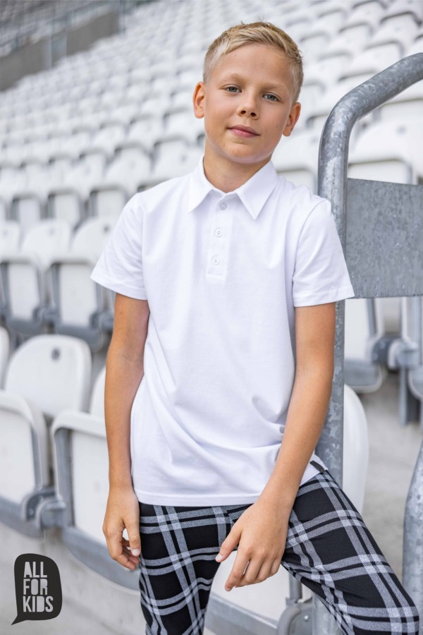 koszulka polo polówka biała krótki rękaw all for kids
