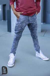 Spodnie jeansowe z zakładkami grafitowe All For Kids  