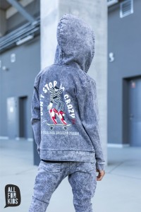 Rozpinana bluza jeansowa grafitowa deskorolka All For Kids 
