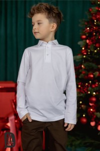 Biała bluzka polówka długi rękaw All For Kids  