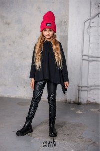 Czarne legginsy z eco skóry ocieplane Mash MNIE 