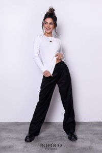 Szerokie spodnie z zaszewkami czarne Bopoco   