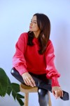Sweter damski szerokie rękawy malina Me Gusta   