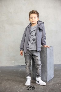 Spodnie jeansowe z łatami grafitowe Mash MNIE  