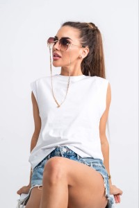 Biały t-shirt damski krótki rękaw TMC Moda     