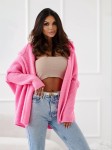 Sweter kardigan damski z kapturem oversize ryżyk różowy Me Gusta  