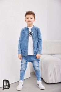 Jeansowa bluza bomberka niebieska All For Kids