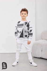 Bluza z nadrukiem SKATE biała czarna All For Kids  