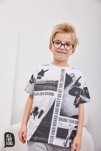 T-shirt z nadrukiem SKATE biały All For Kids   