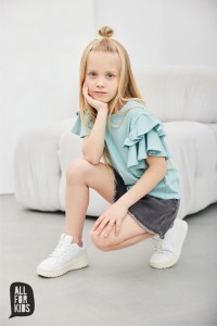 Bluzka z falbankami miętowa All For Kids       