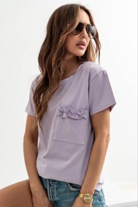 Bluzka t-shirt z kieszonką lila TMC Moda     