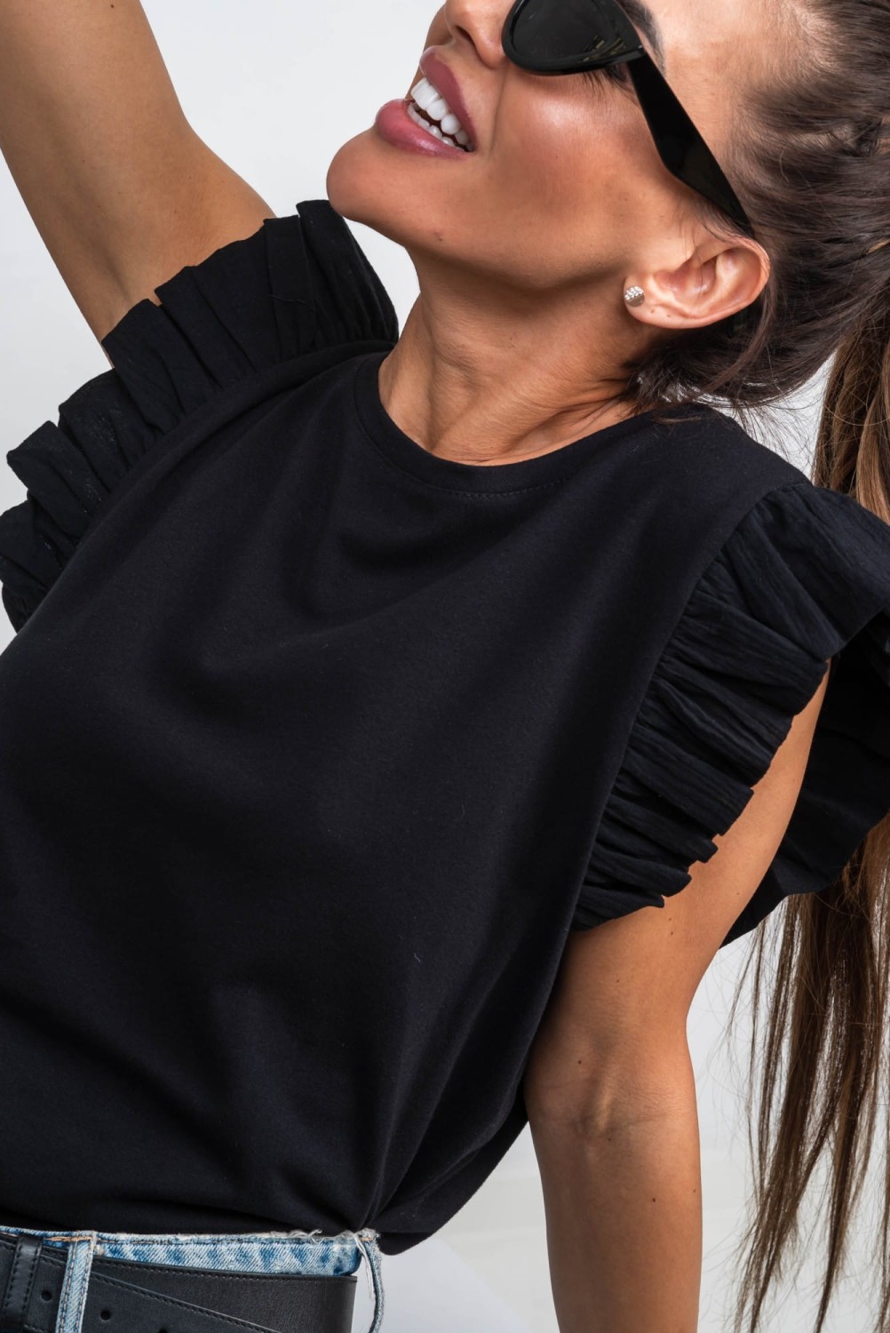 czarna bluzka damska krótki rękaw Tmc Moda