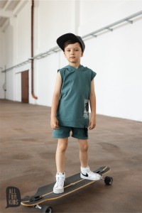 T-shirt bezrękawnik z kapturem morski All For Kids