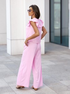 Spodnie szerokie nogawki różowe Me Gusta 