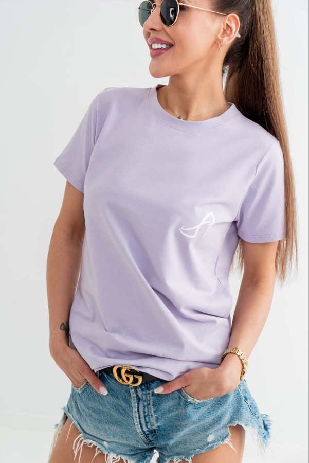 fioletowy t-shirt damski szpilki Tmc Moda