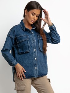 Jeansowa kurtka koszula granatowa Re-Dress