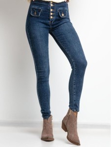 Spodnie jeansowe z kieszonkami niebieskie Re-Dress