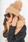 czapka szalik rękawiczki komplet jasny camel paris Tmc Moda    