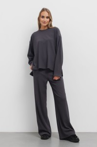 Komplet szerokie spodnie bluza grafitowy BOPOCO     